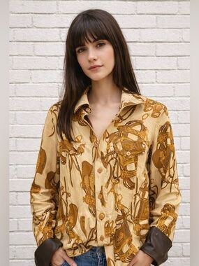 Unique reversible vintage leather shirt jacket
